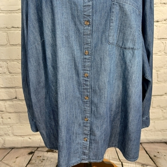 Ava & Viv chambray women's button front long sleeve shirt size 4x pocket b30 - Picture 7 of 9